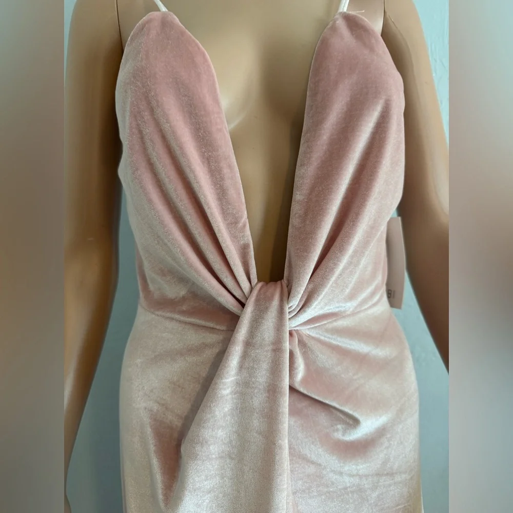 TOBI rose velvet twist front deep plunge maxi dress S NWT - Picture 3 of 12